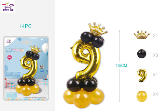 Set palloncini nero/oro numero 9