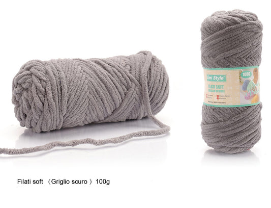 Filo soft uncinetto GRIGIO SCURO 100g/55m