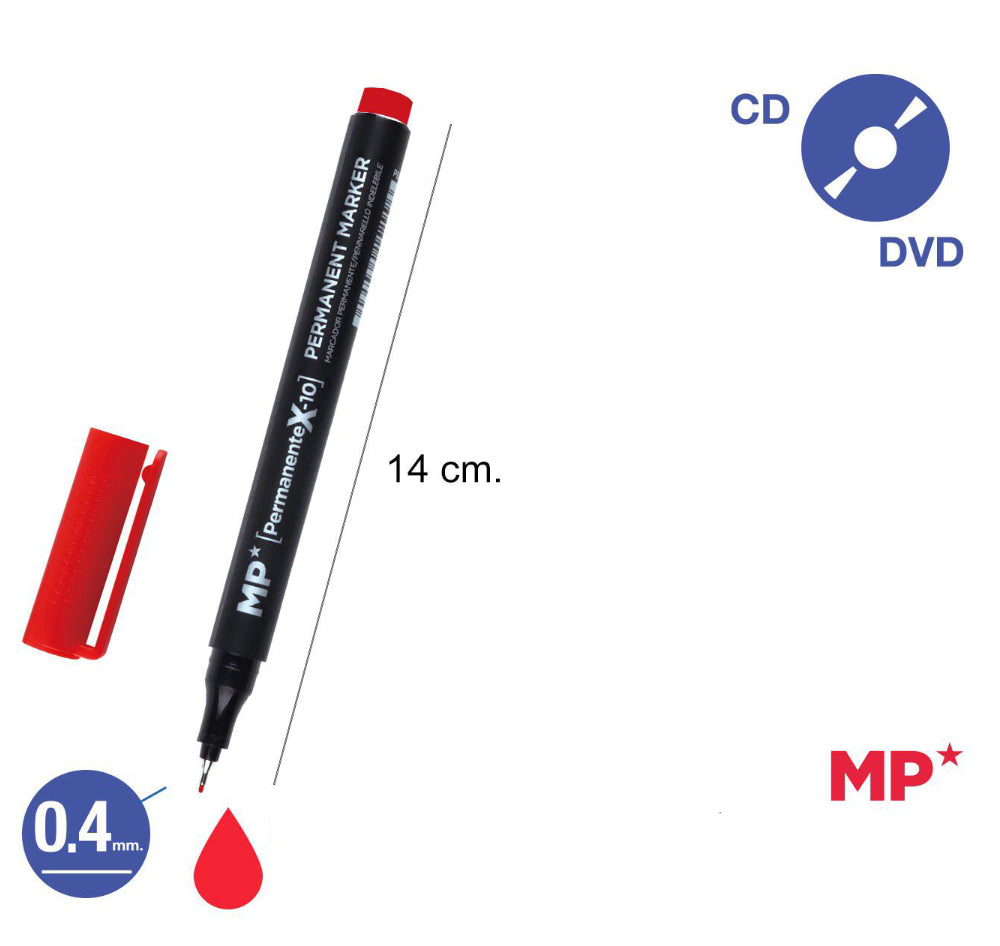 MP Pennarello indelebile 0.4mm rosso