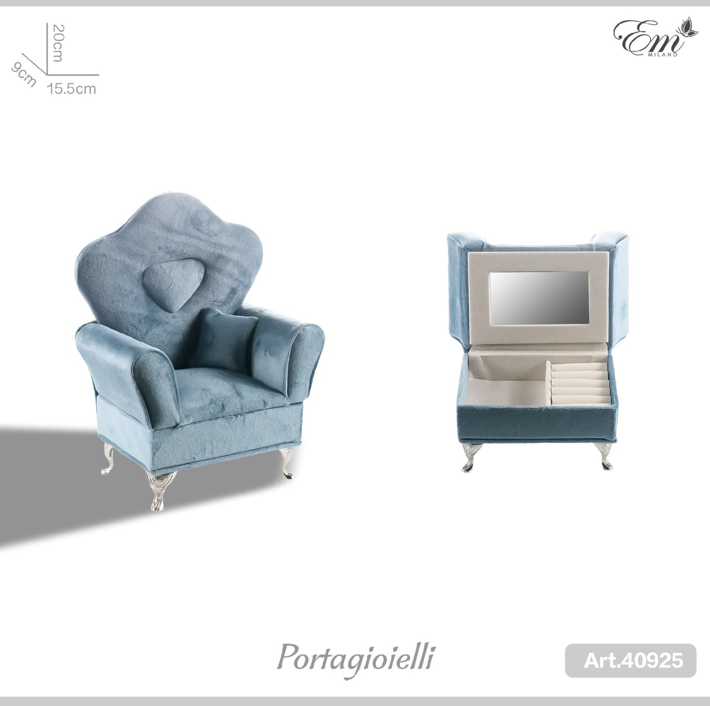Portagioielli mini divano blu art.40925
