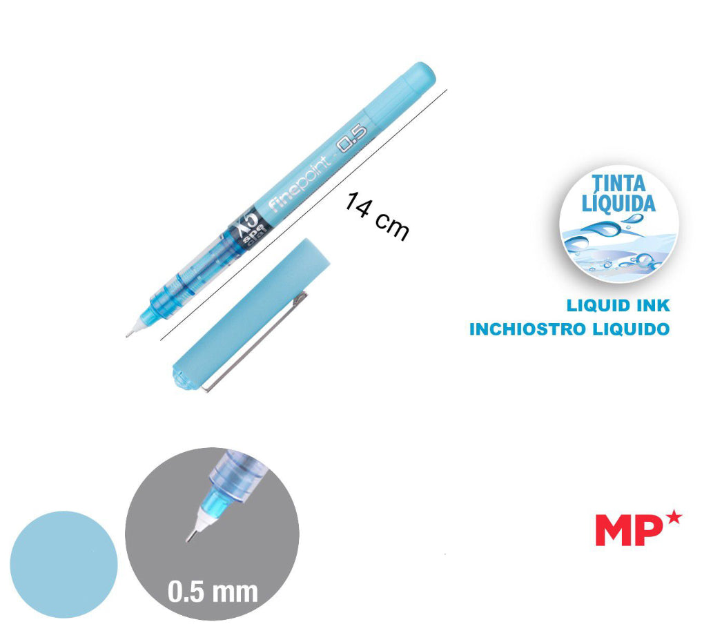 Penna a gel punta 0,5mm finepoint azzurro