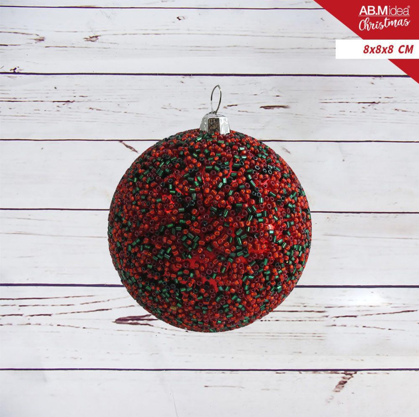 NATALIZIA pallina 8x8x8cm verde e rosso