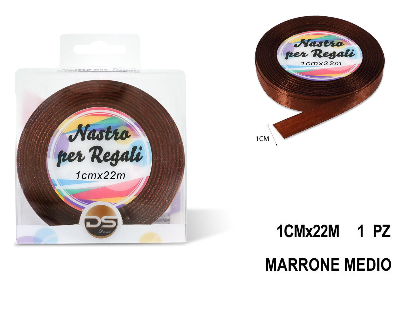 Nastro raso 1 cm MARRONE MEDIO