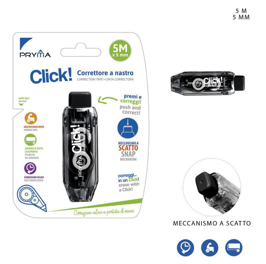 PRYMA  correttore nastro click 5mmx5m nero