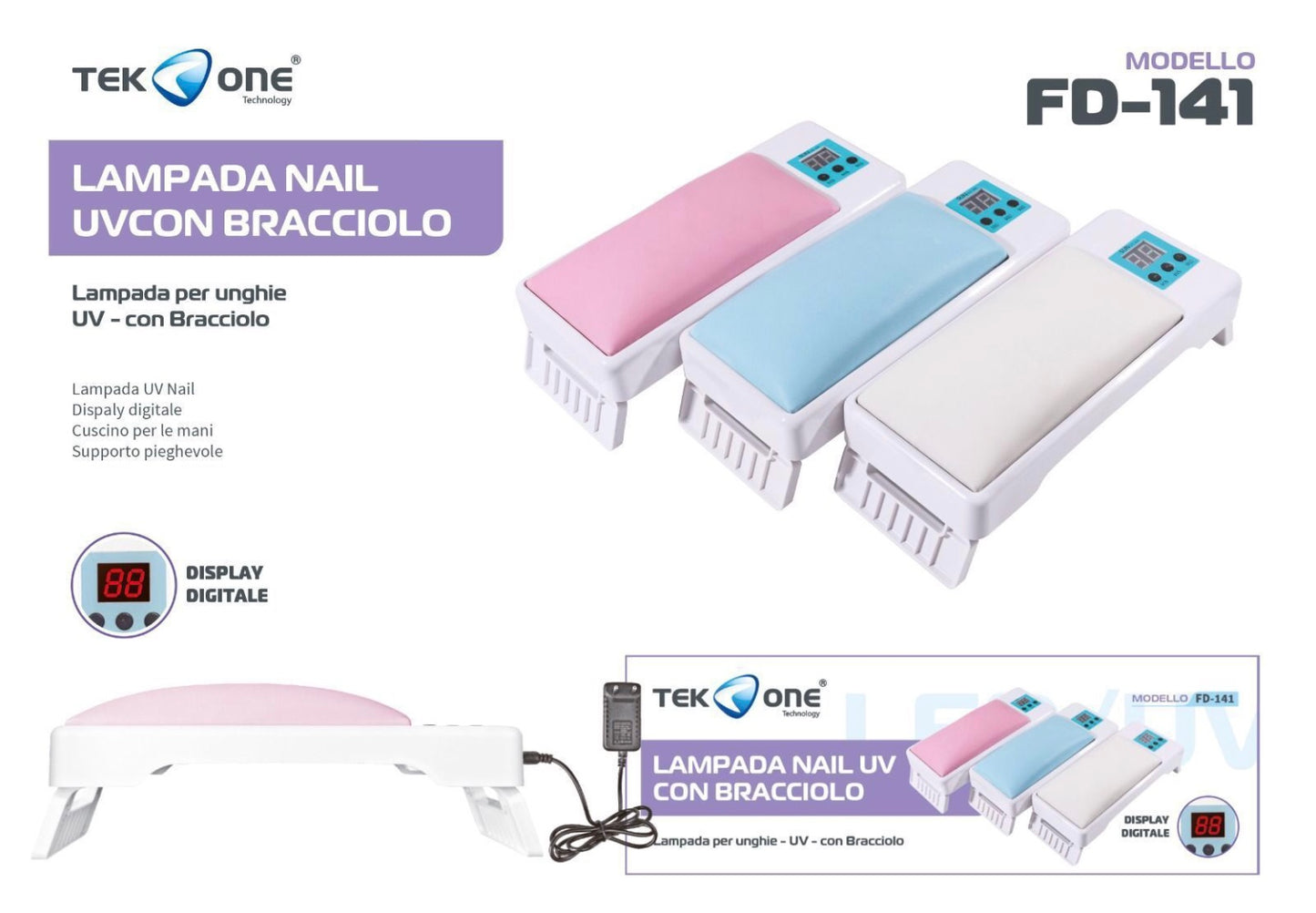 TEK ONE lampada nail uv con bracciolo FD-141
