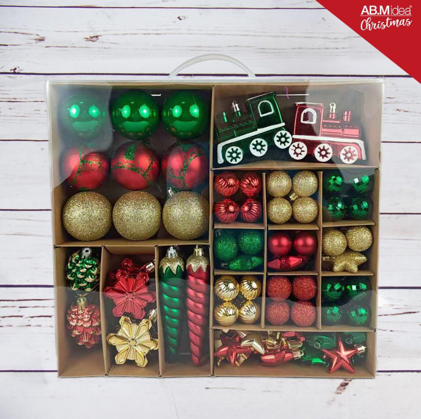 NATALIZIA valigetta decorazioni 110pz rosso/verde/oro