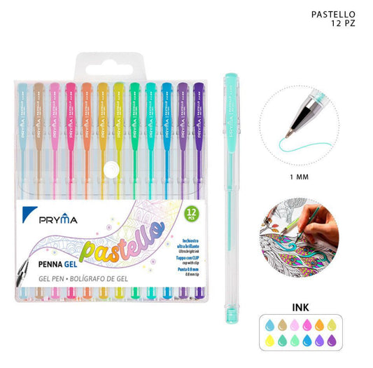 PRYMA penna gel pastello 1mm 12pz