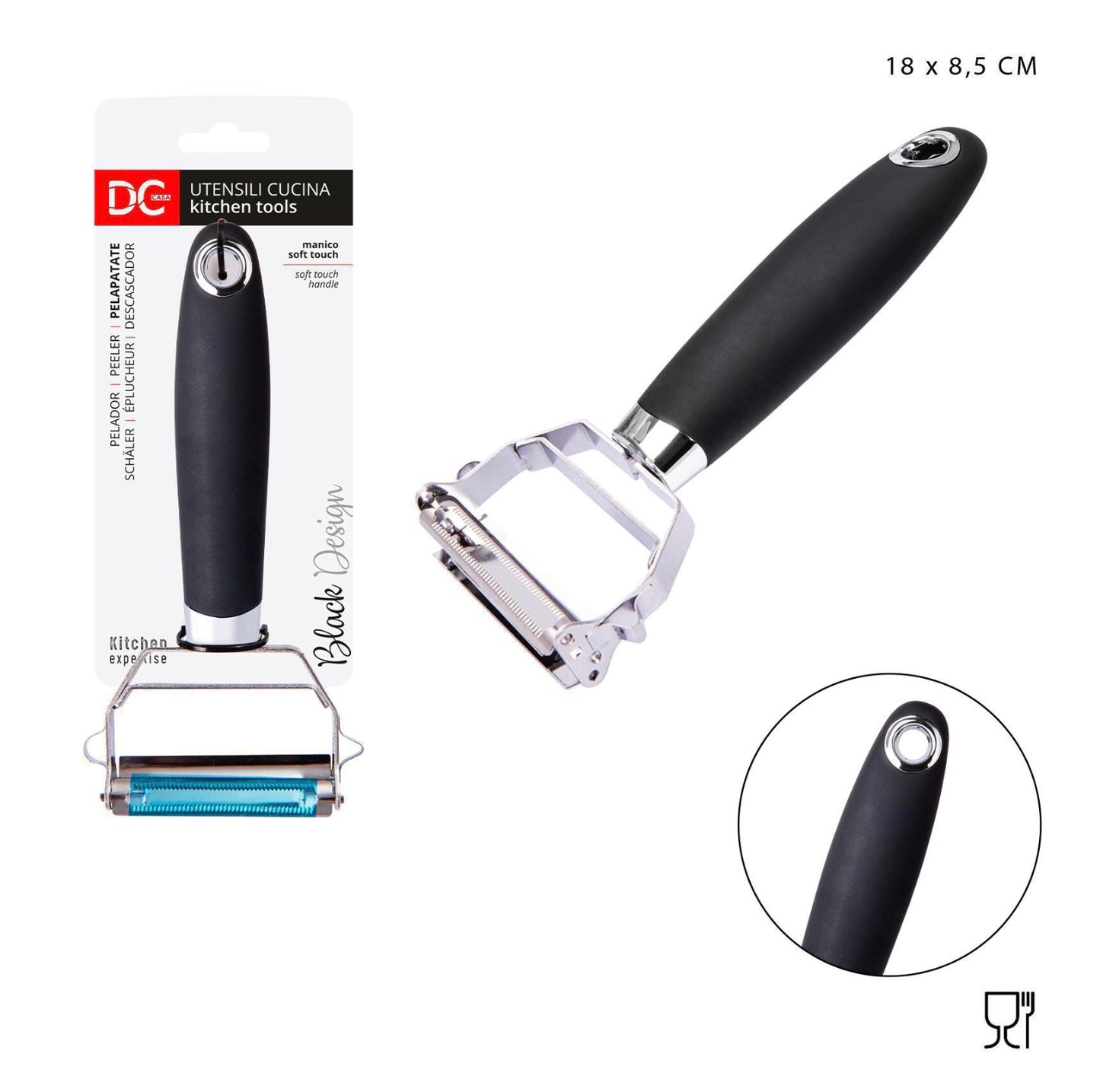 DC CASA L/BLACK pelapatate 2lame acciaio 18x8,5cm