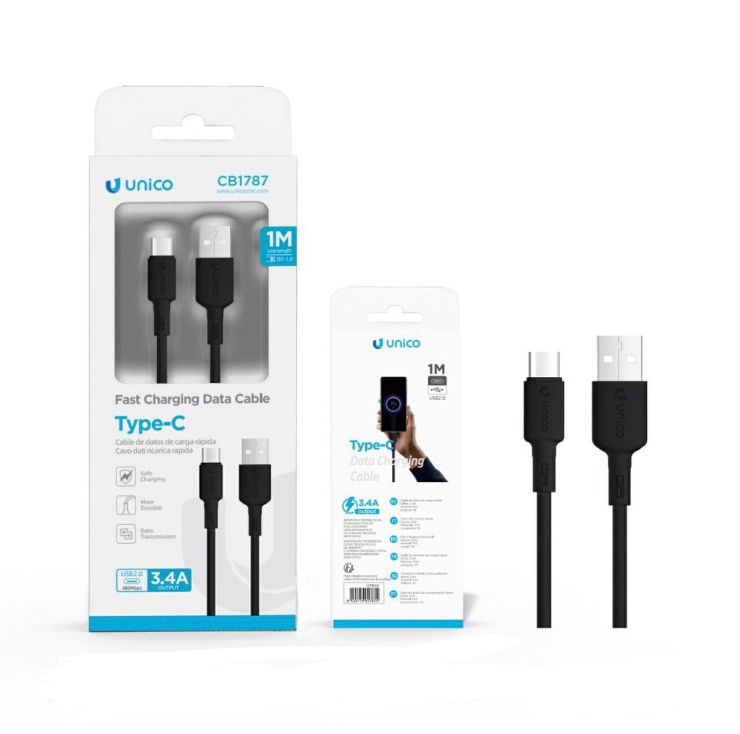UNICO cavo ricarica rapida type-c 3.4A 1M CB1767