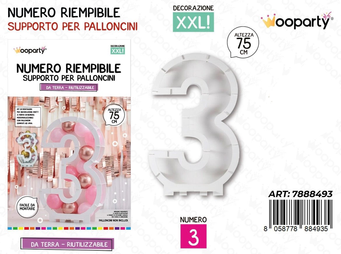 NUMERO riempibile 3 75cm