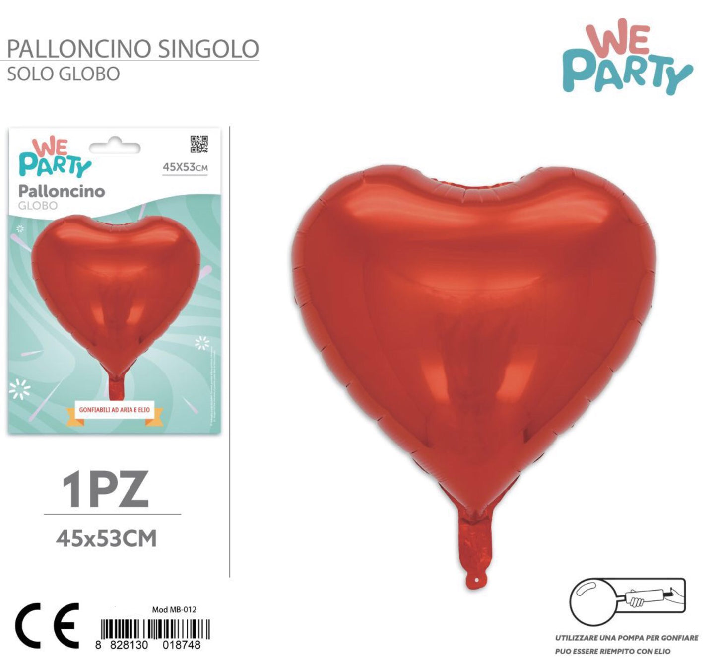 SAN Valentino palloncino mylar cuore rosso 46cm