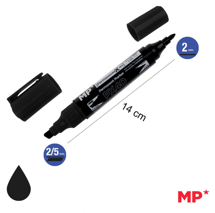 MP Pennarello indelebile a doppia punta nero