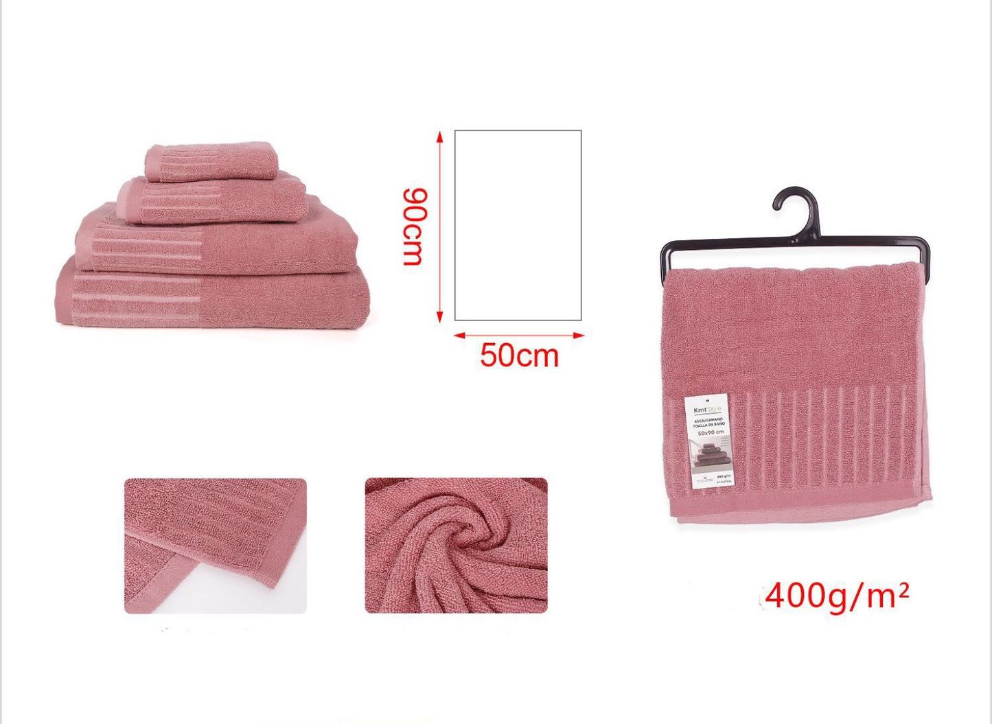 ASCIUGAMANO rosa 50x90cm