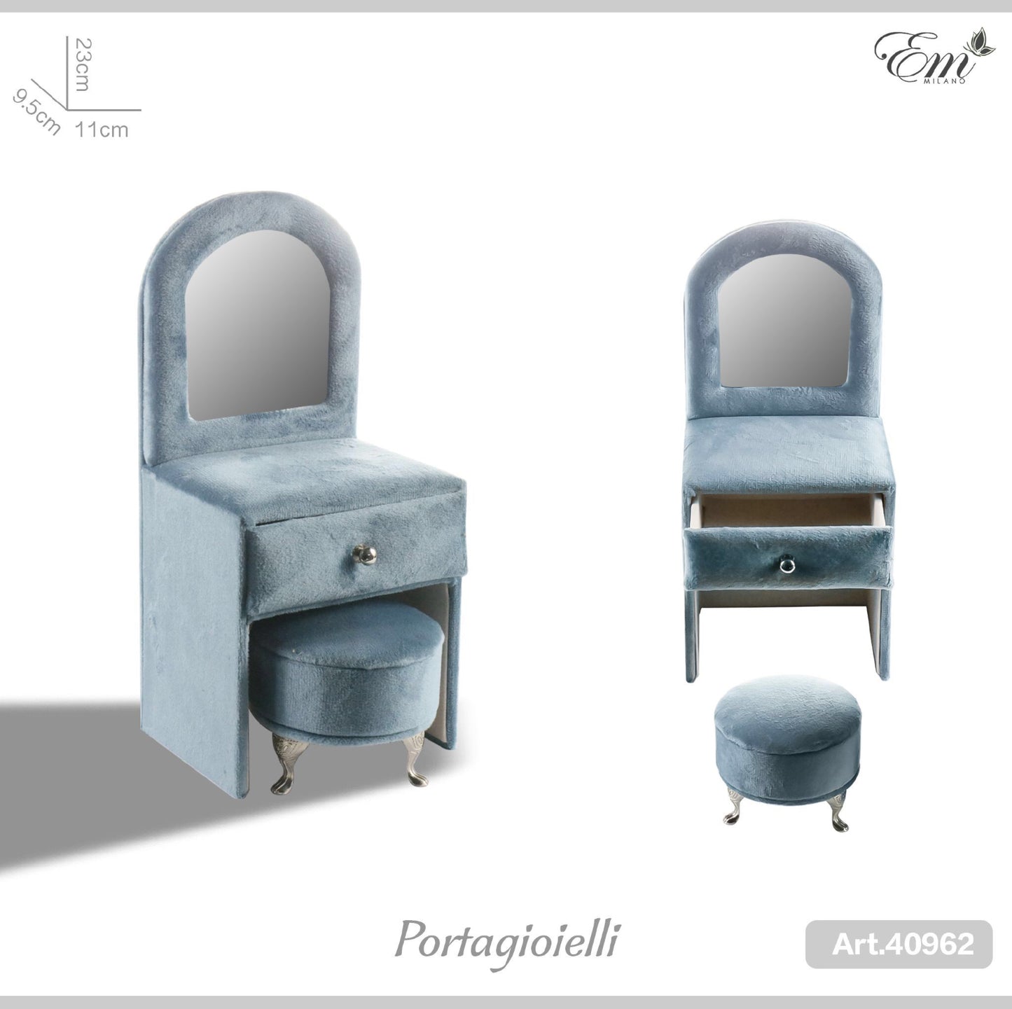 Portagioielli mini tavolino per trucchi blu art.40962