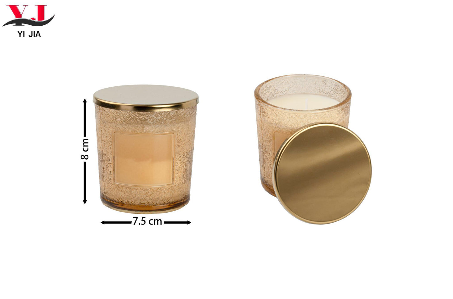 Barattolo vetro CANDELA 7,5x8cm oro