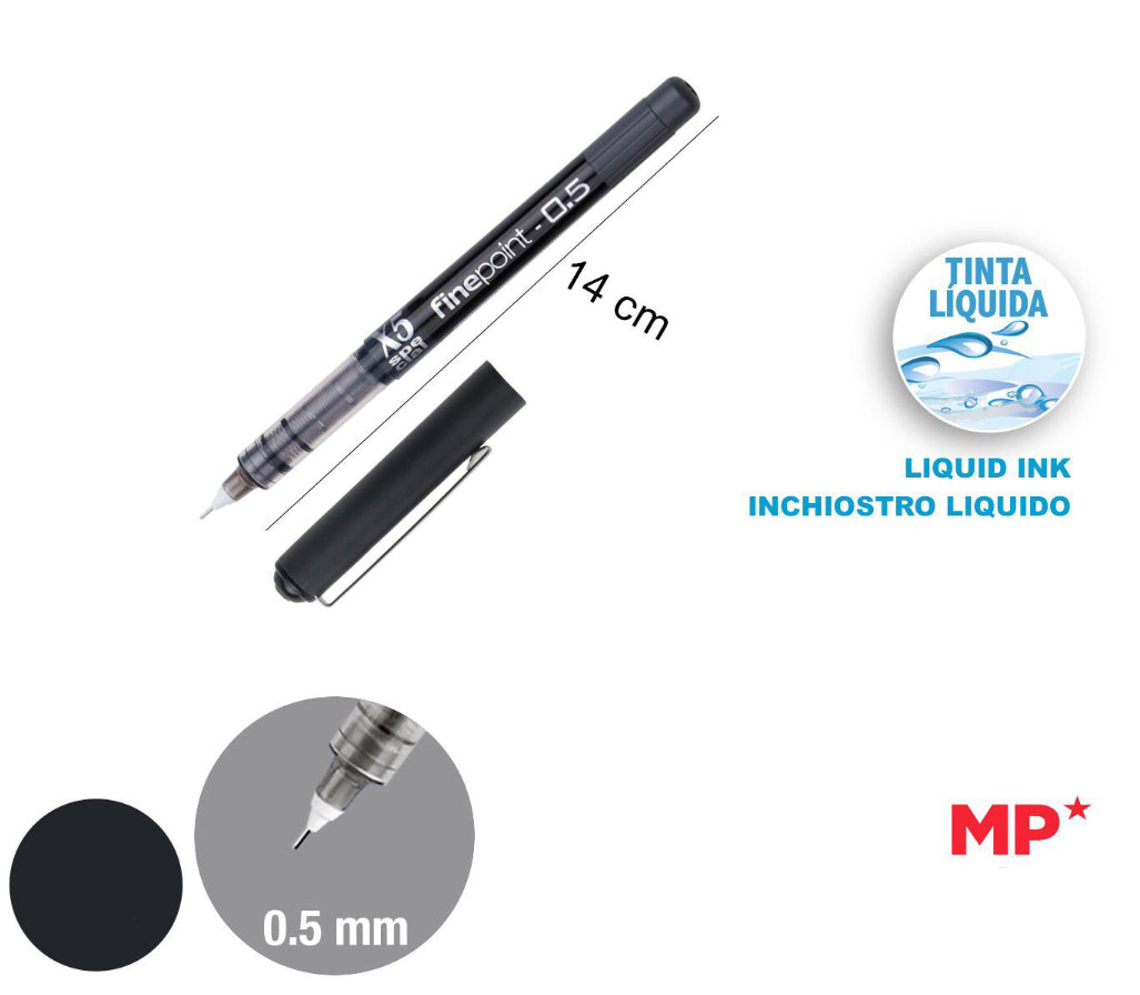 Penna a gel punta 0,5mm finepoint nero