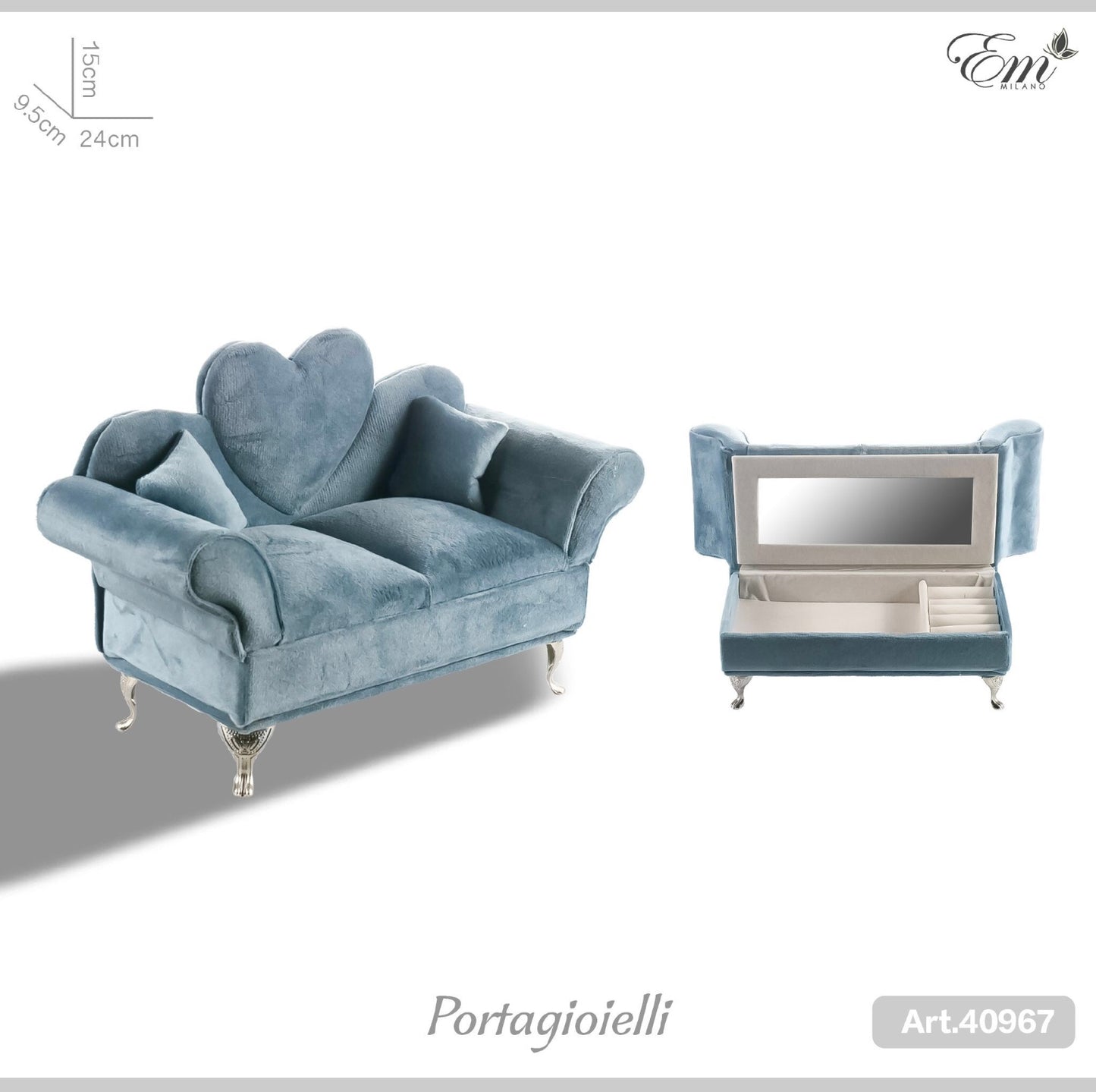 Portagioielli mini divano blu art.40967