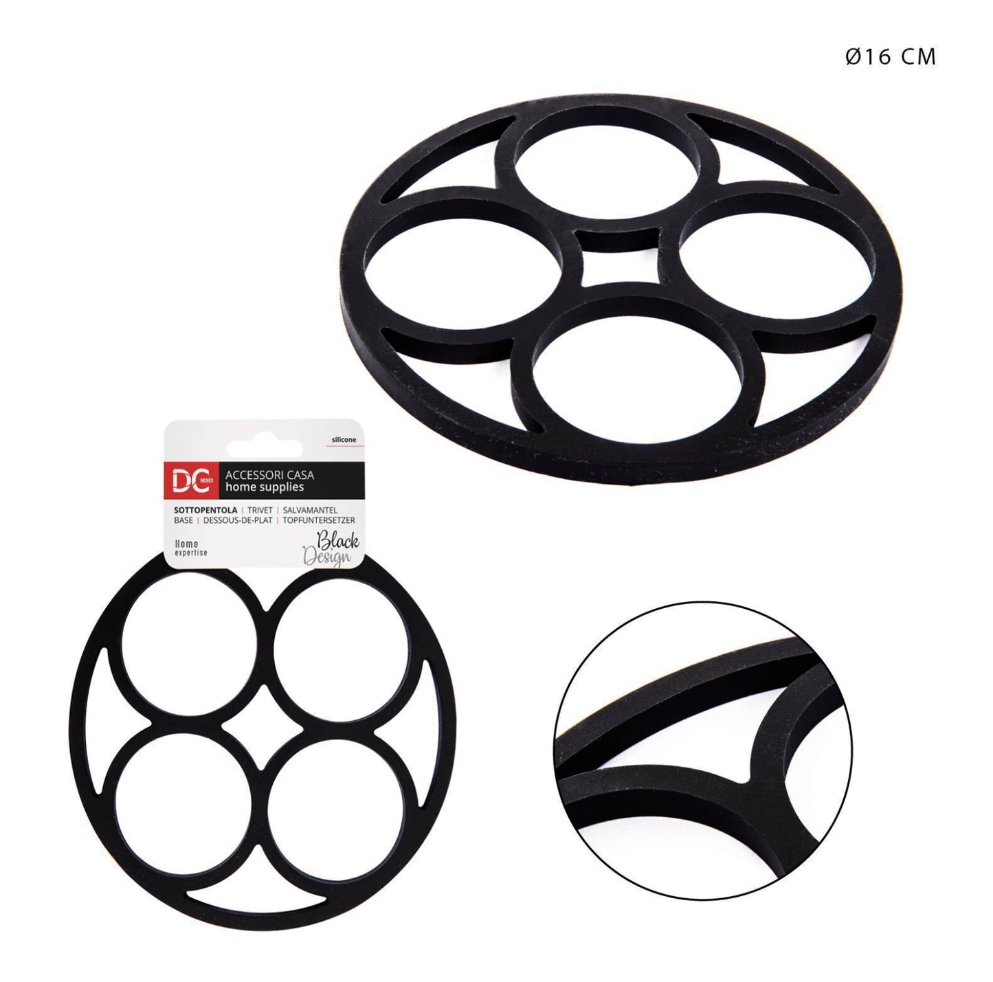 DC CASA L/BLACK sottopentola silicone D16cm