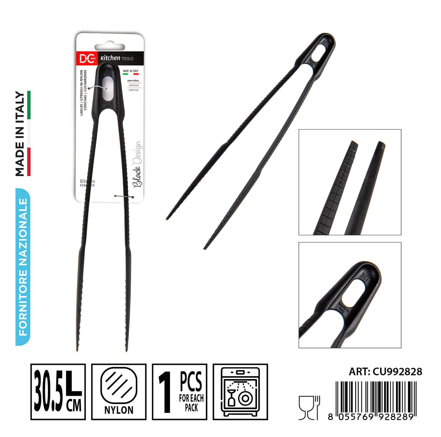 DC CASA L/BLACK pinza cucina nylon 30.5cm