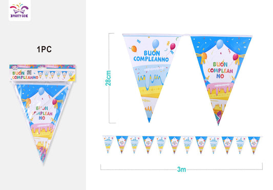 Bandierine blu buon compleanno