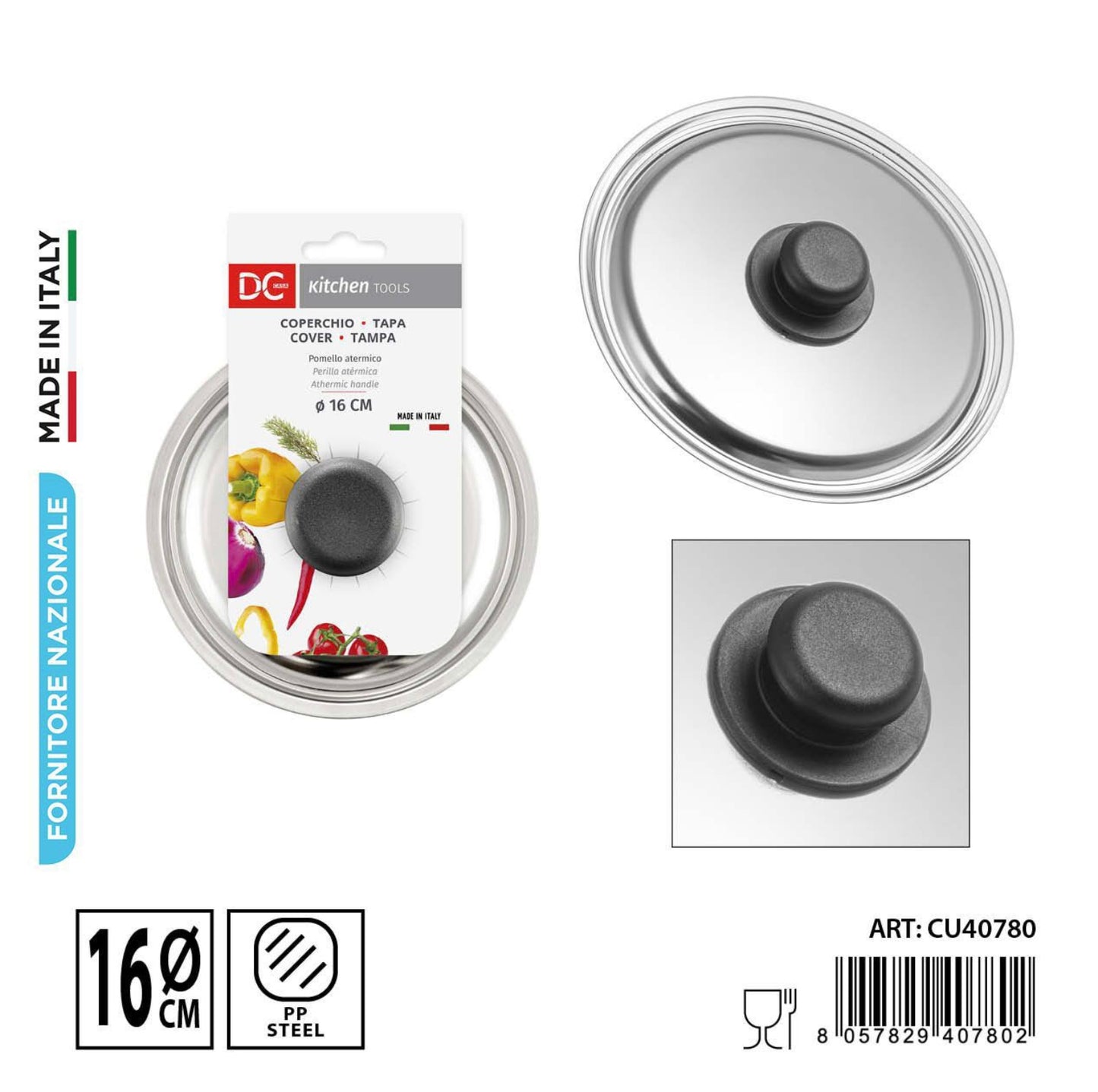 DC Casa coperchio acciaio universale 16cm