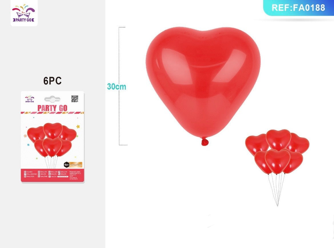 PALLONCINI CUORE 25CM 6PC