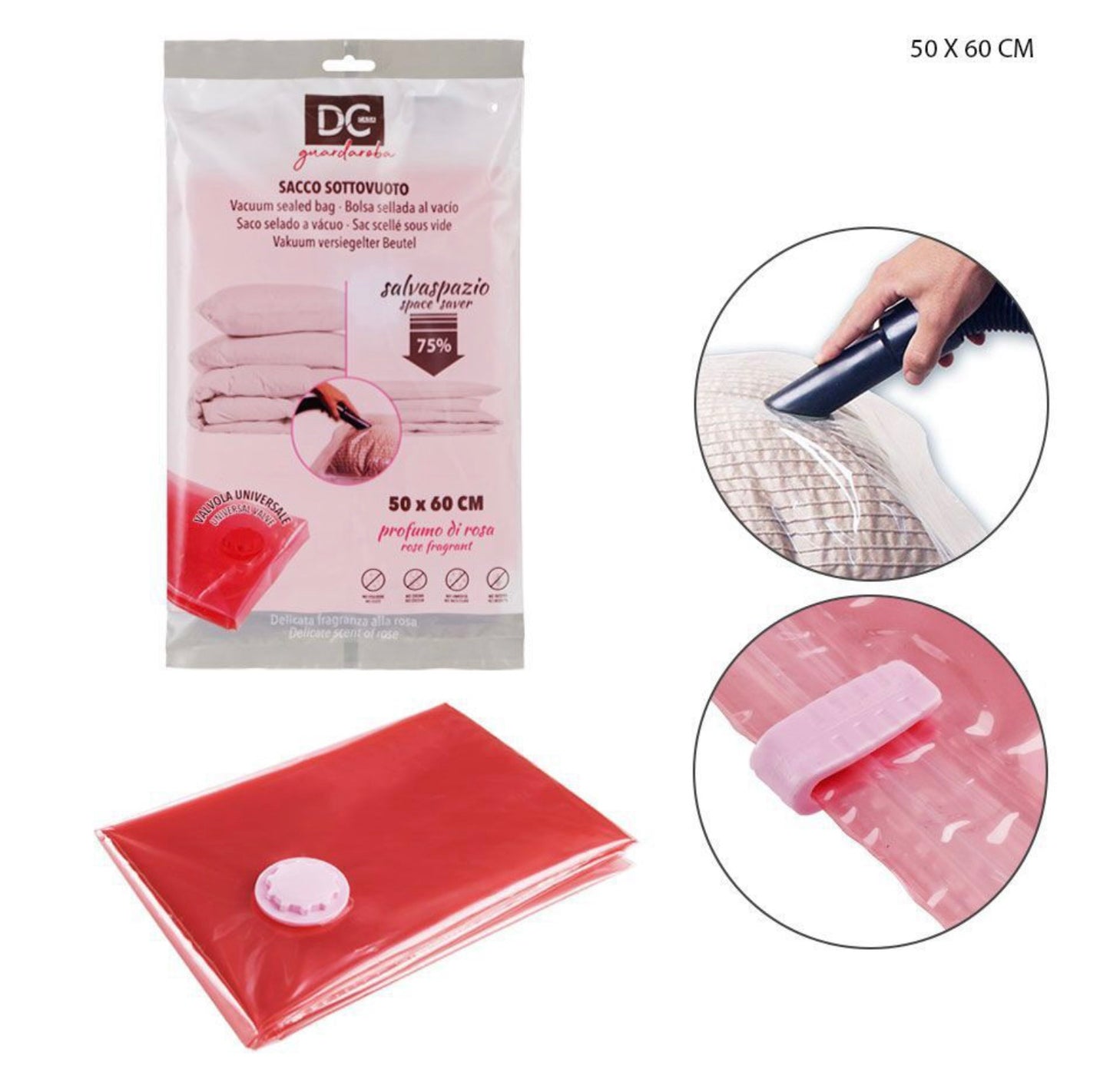 DC CASA sacco sottovuoto 50x60cm rosa