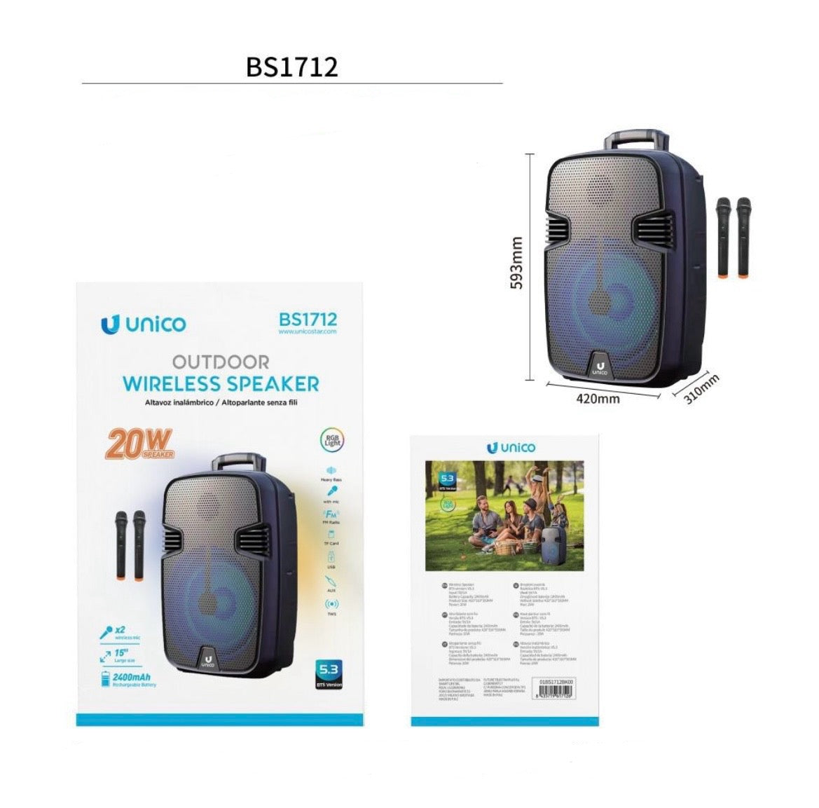 UNICO ALTAOPARLANTE Bluetooth BS1712