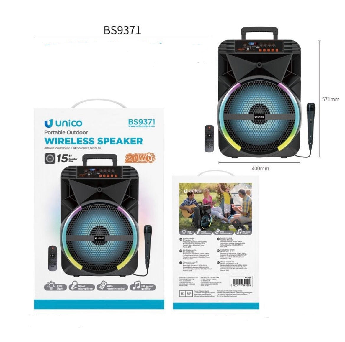 UNICO ALTAOPARLANTE Bluetooth 20W BS9371