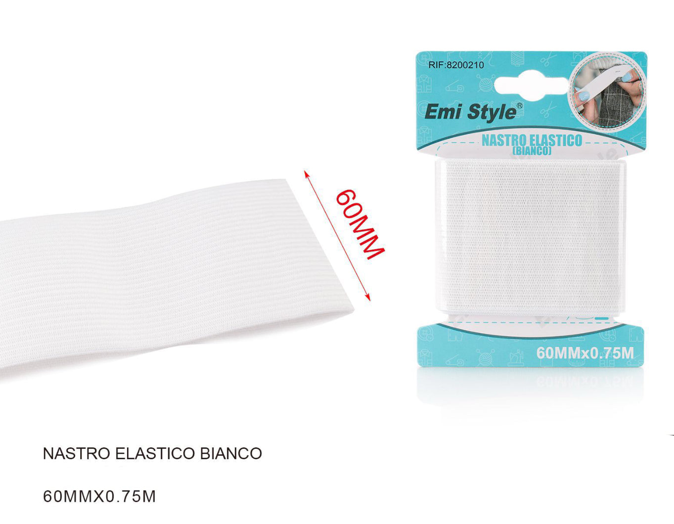 NASTRO elastico bianco 60mmx0,75m