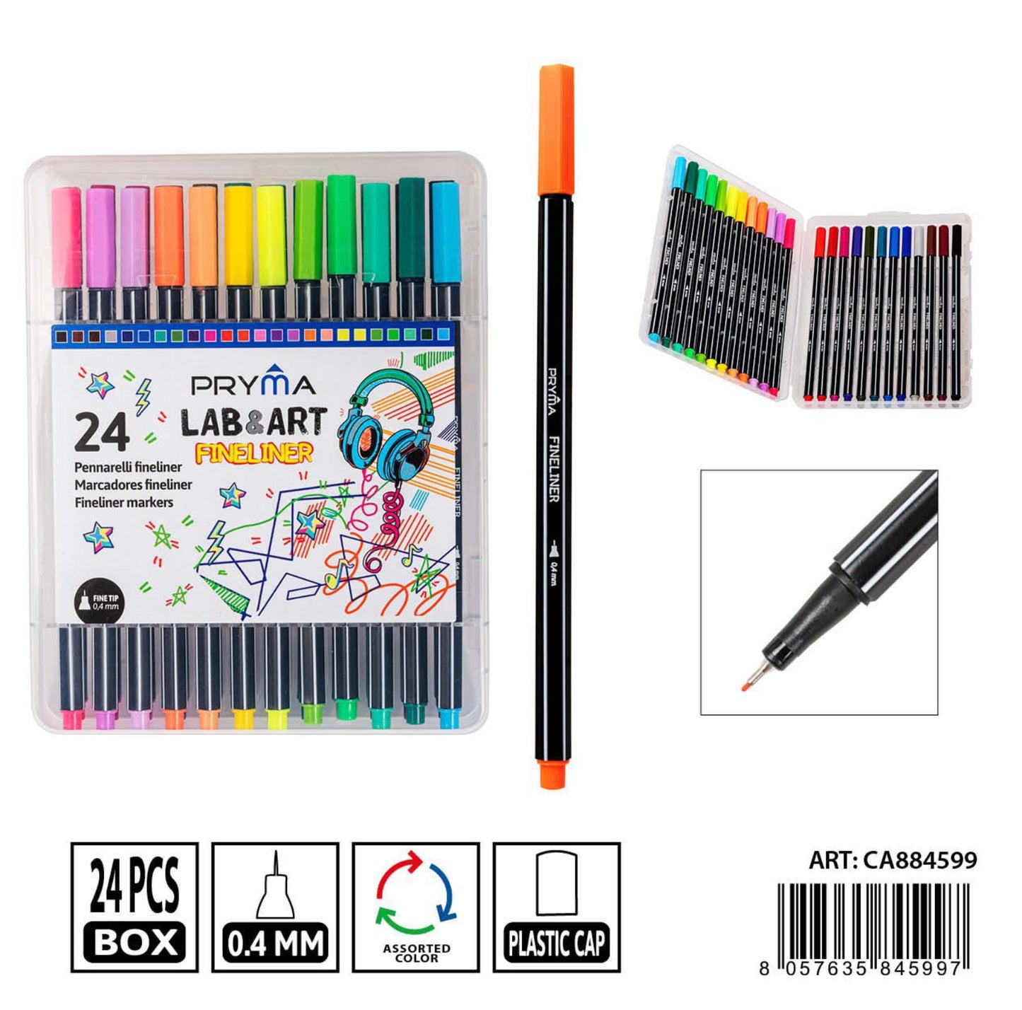 PRYMA pennarelli fineliner triangolare 0.4mm 24pz