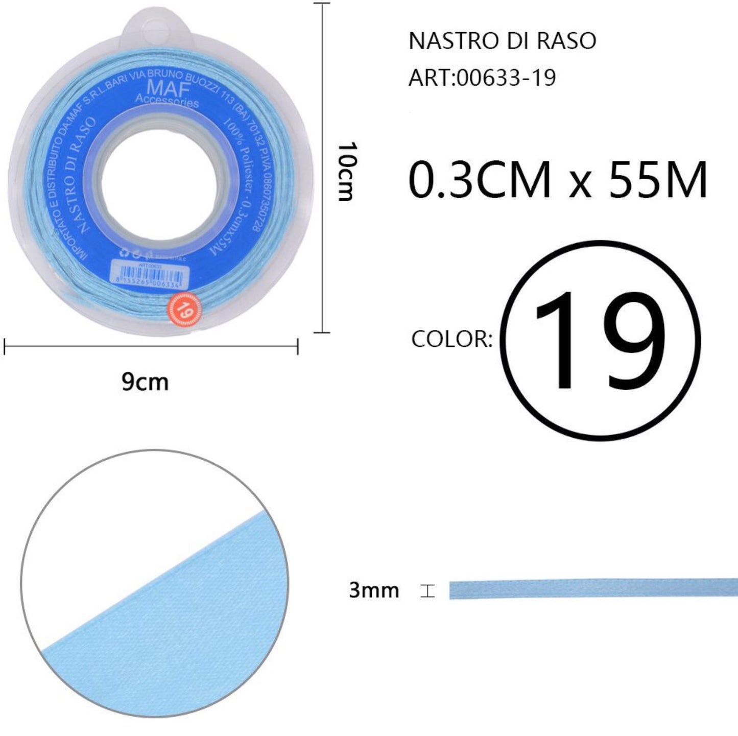 NASTRO di raso 0,3cmx55m 19