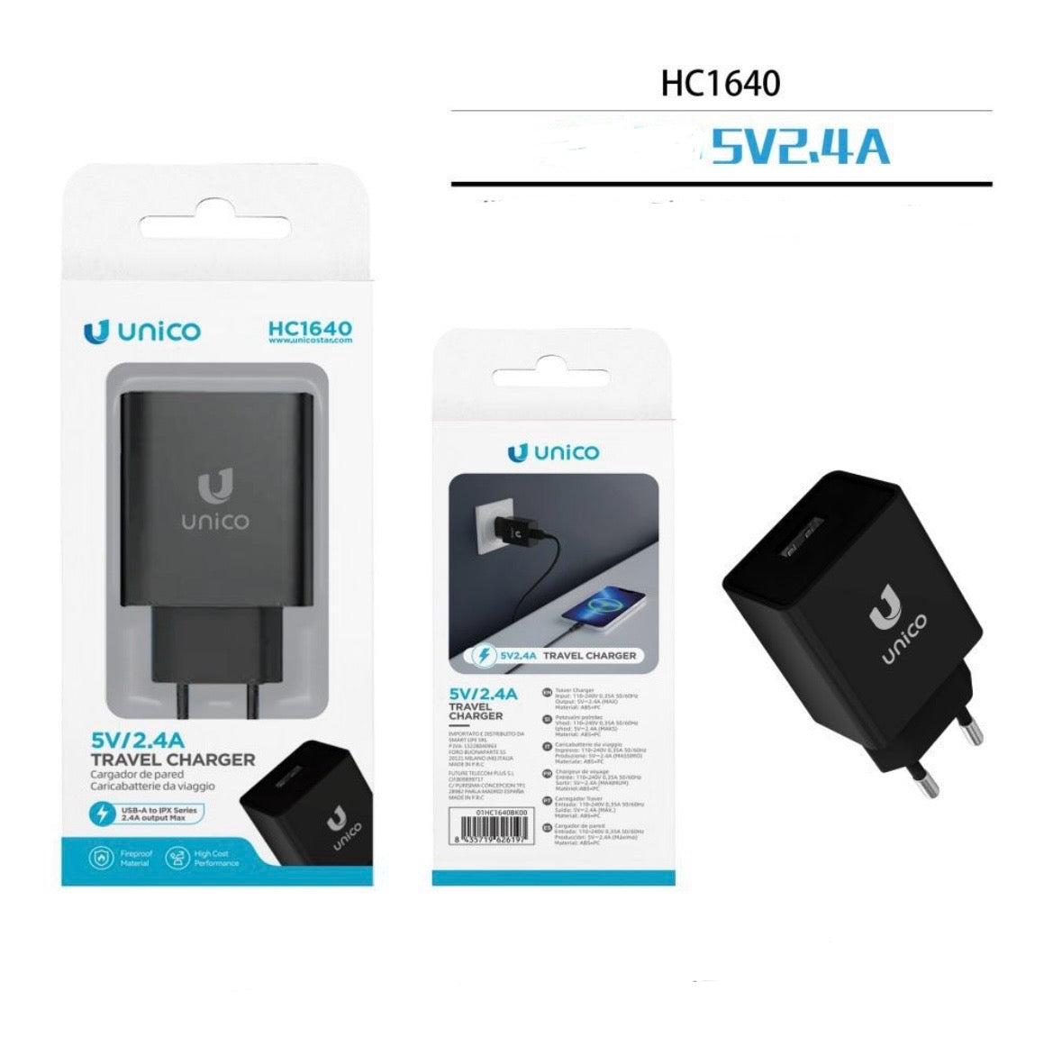 UNICO adattatore presa 2.4A 5V USB HC1640