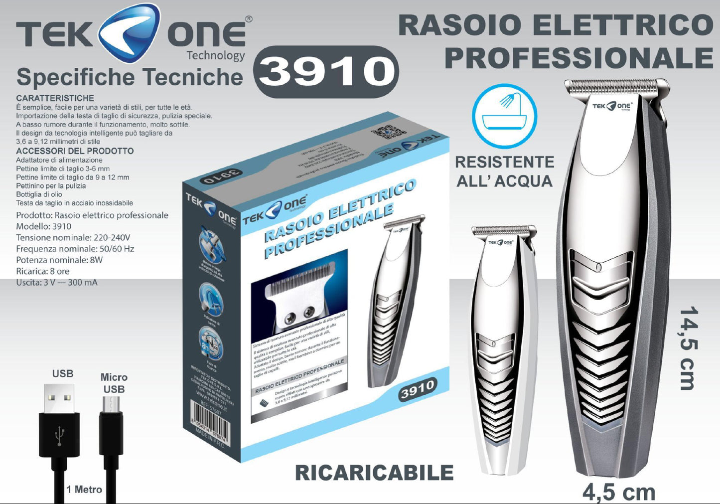 TEK ONE tagliacapelli regolabarba mod.3910