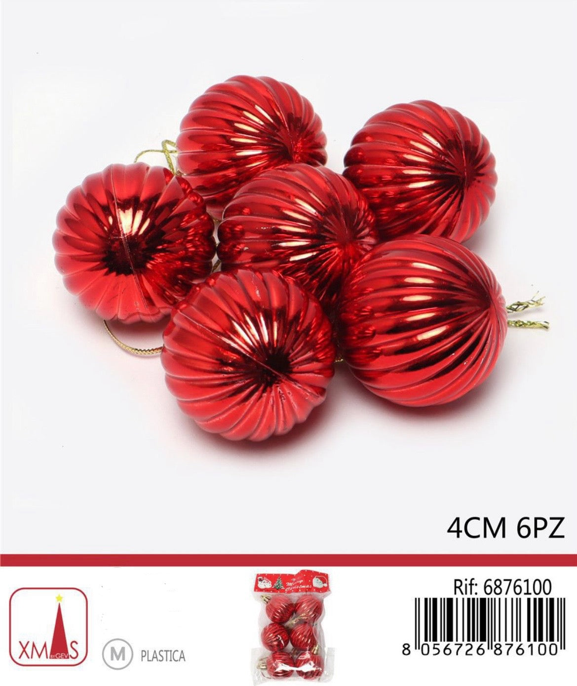 NATALIZIA palline rosso 4cm 6pz