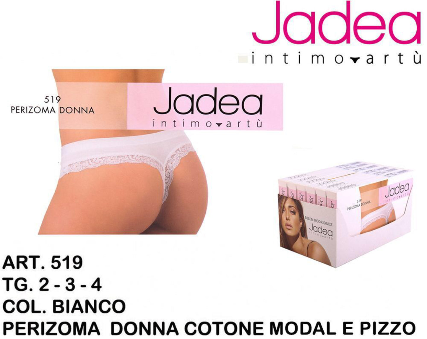 JADEA perizoma cotone bordo in pizzo bianco art.519