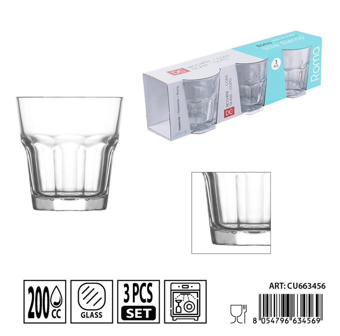 DC CASA bicchiere Roma 200cc 3pz
