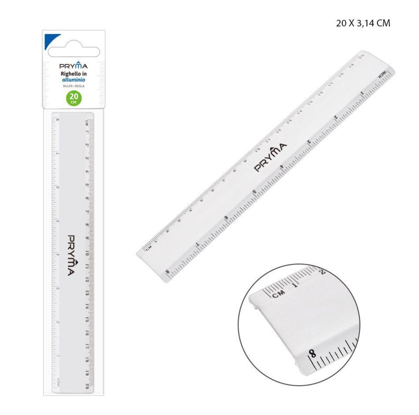 PRYMA righello in alluminio 20cm