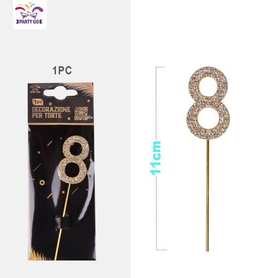 Decorazioni torta oro numero 8