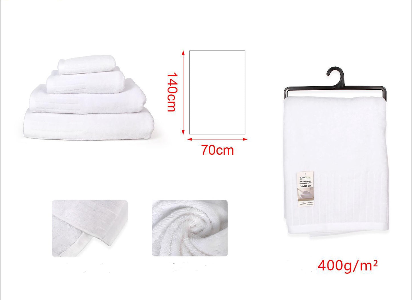 ASCIUGAMANO bianco 70x140cm