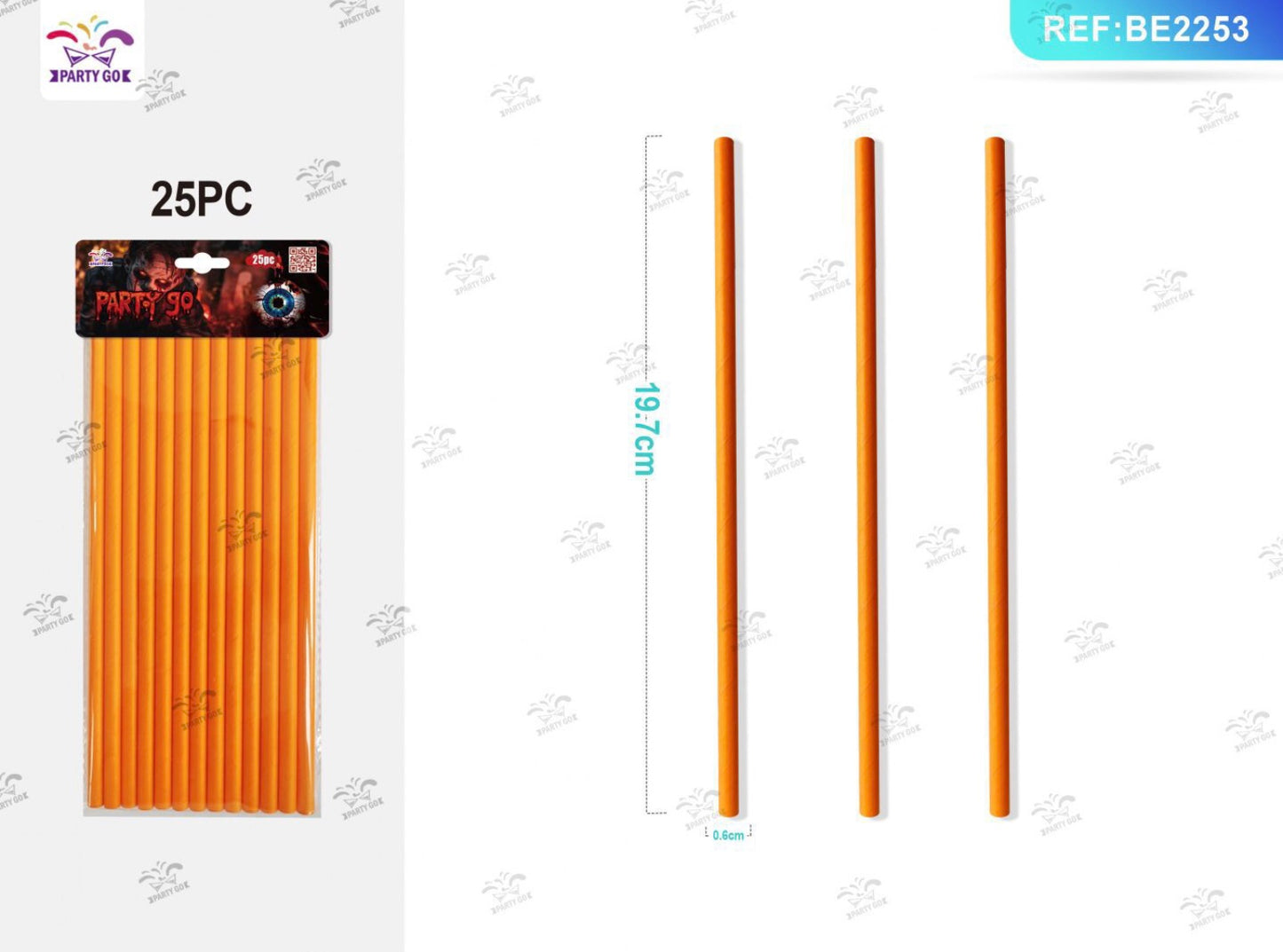 HALLOWEEN cannucce di carta arancioni 25pz