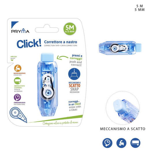 PRYMA correttore nastro click 5mmx5m azzurro
