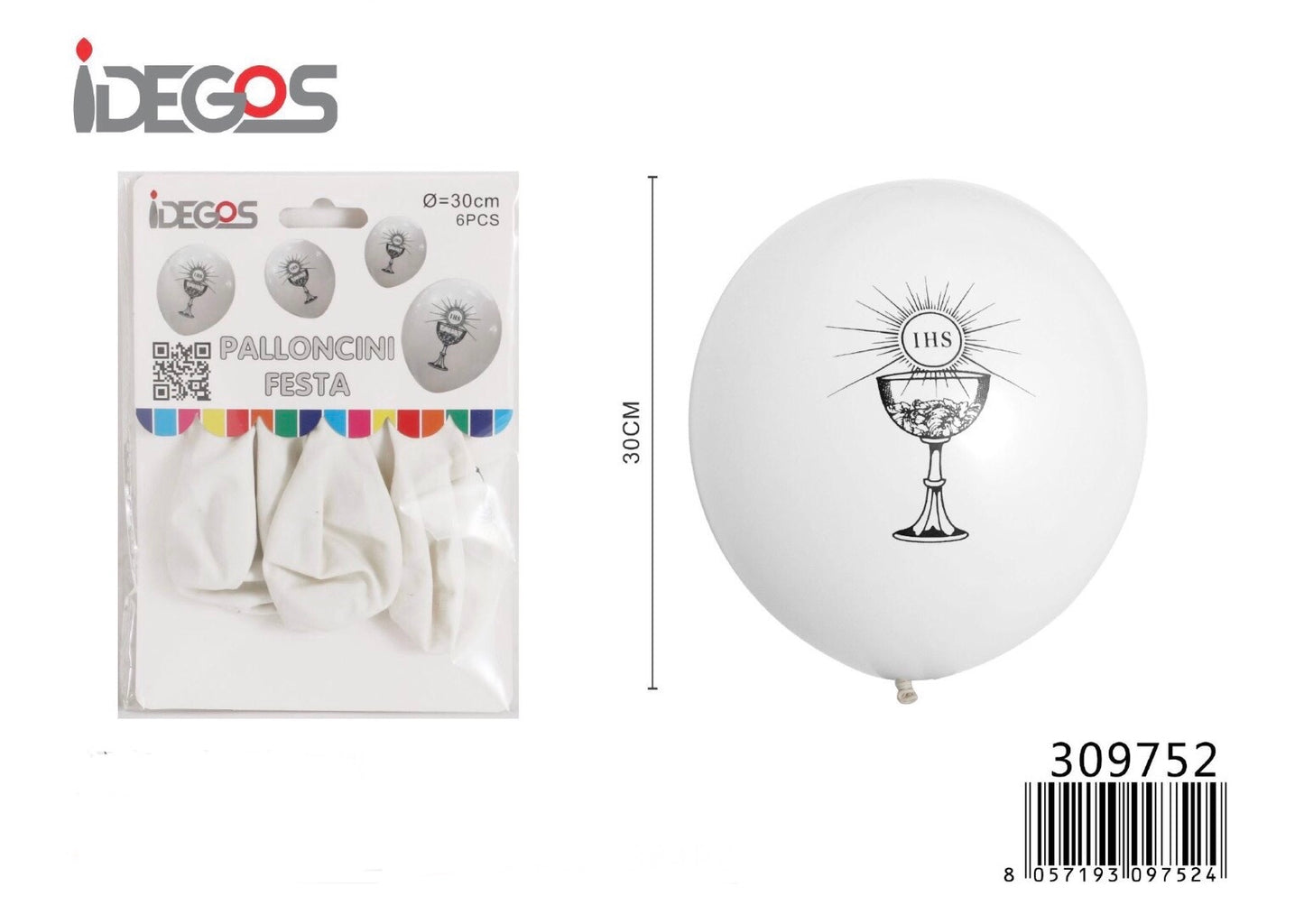 PALLONCINO cresima 6pz 30cm