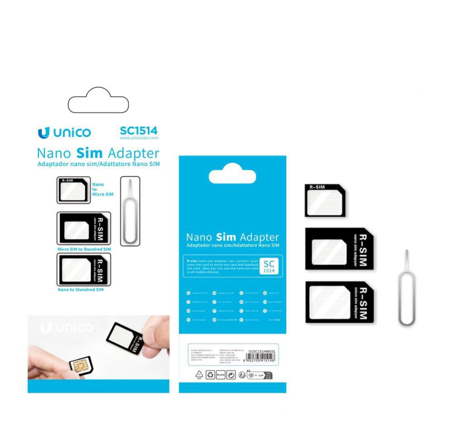 UNICO adattatore SIM 4 in 1 SC1514