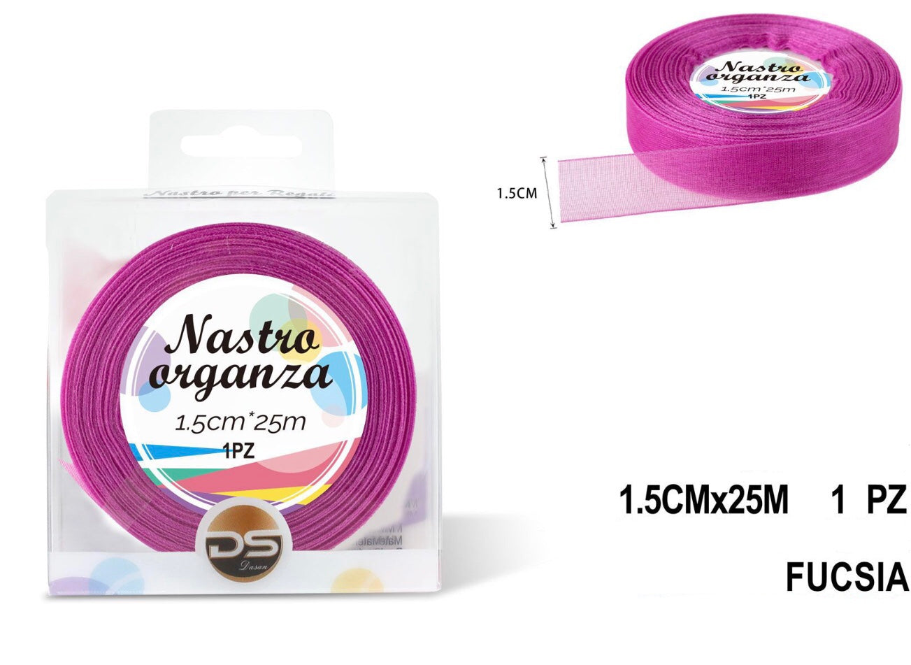 Nastro organza 1.5 cm FUCSIA