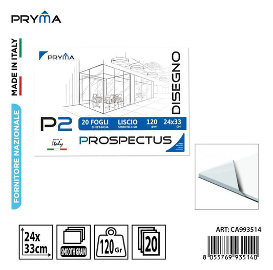 PRYMA blocco disegno P2 24x33cm 120g 20ff ruvido