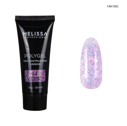 MELISSA polygel 30g n‘14 lavanda glitter