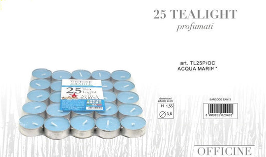 CANDELE tea light acqua marina 25pz