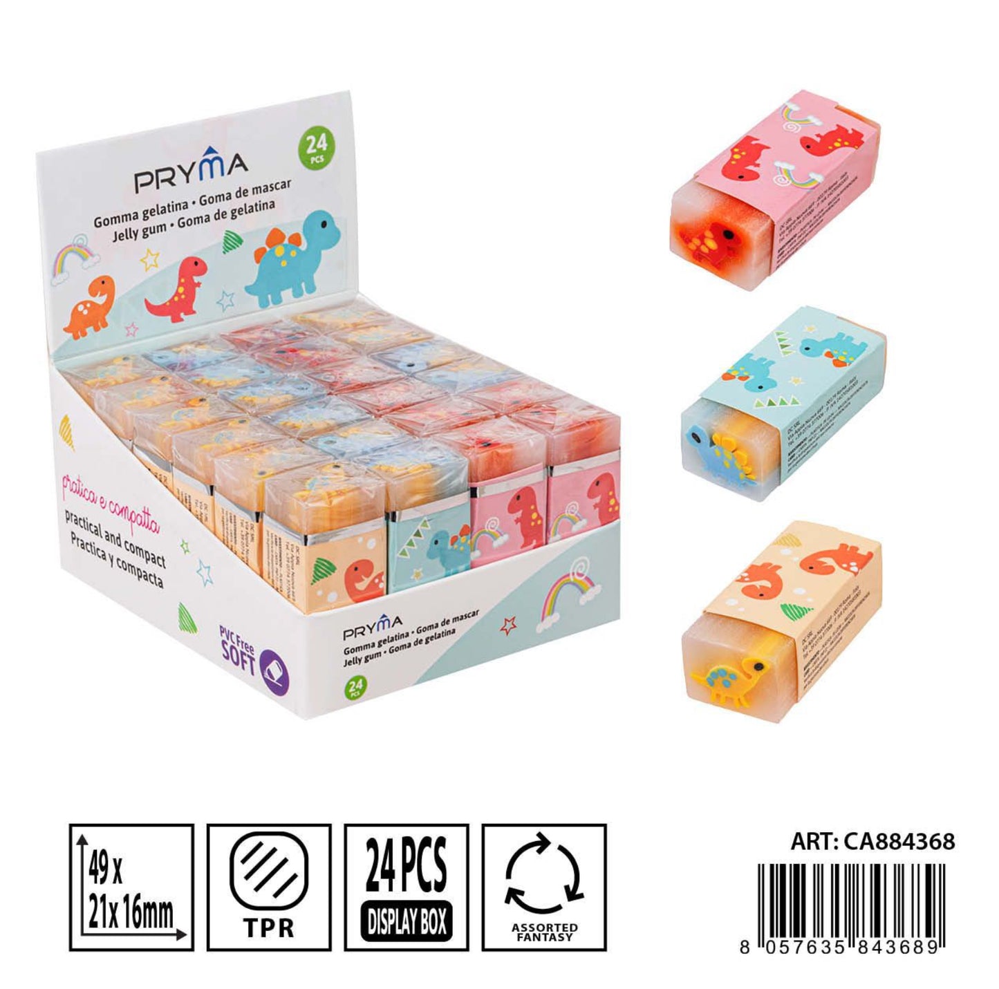 PRYMA  gomma gelatina dinosauro 49x21x16mm
