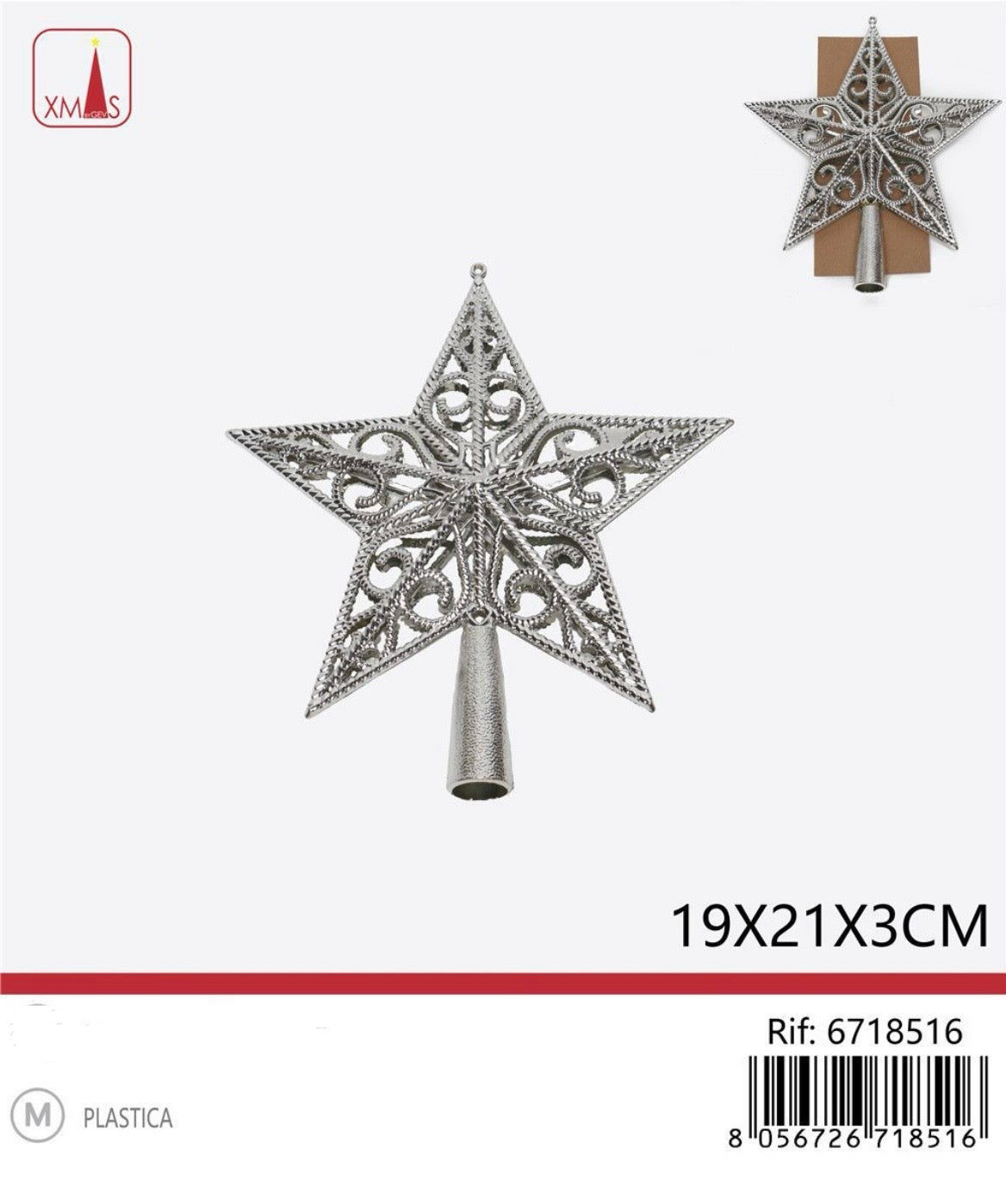 NATALIZIA puntale albero stella 19x21x13cm